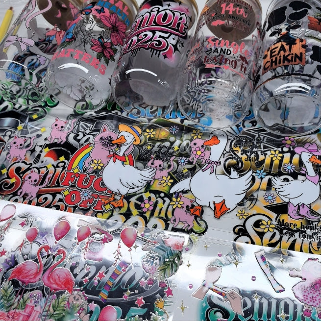 Wholesale 16oz Steel Cup UV DTF Stickers Random 10pcs/20pcs/50pcs Wraps for DIY Craftlaser wraps